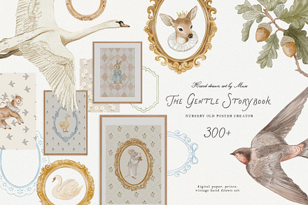 The Gentle Storybook Vintage Prints, a Background Graphic by Muse Artist