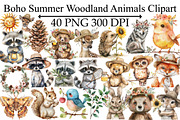 Boho Summer Woodland Animals Clipart, an Illustration by Design Market (Thumbnail 1 of 4)