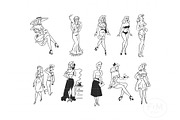 Retro Cartoon Women Illustrations, an Illustration by FM Era Studio (Thumbnail 3 of 4)