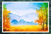 Autumn watercolor landscapes, an Illustration by AlexGreenArt (Thumbnail 3 of 11)