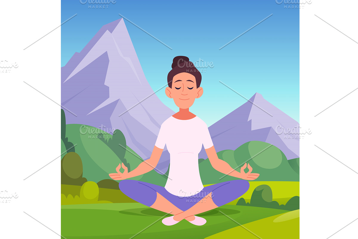 Woman yoga. girl sitting in yoga, an Illustration by Onyx
