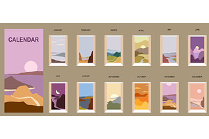 Monthly template Calendar landscape