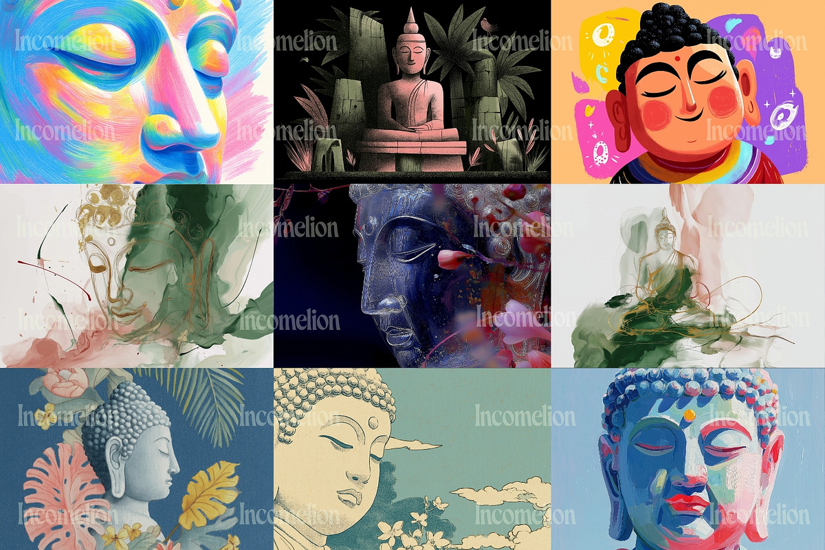 150 Spiritual Buddha Illustrations, a Decorative Illustration by Incomelion (Photo 9 of 21)