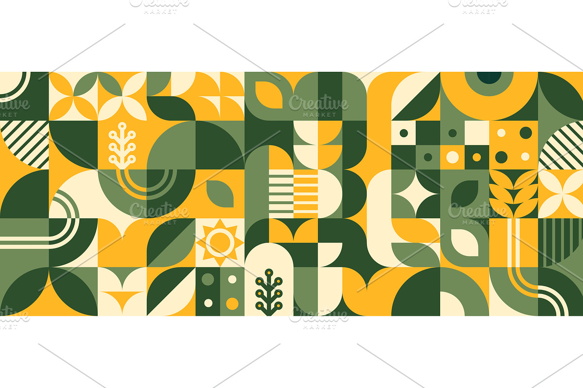 Seamless floral bauhaus pattern, an Object Illustration by art PVP - market