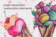 Ice Cream watercolor clipart, a Food Illustration by AnastasiaWatercolor (Thumbnail 6 of 8)