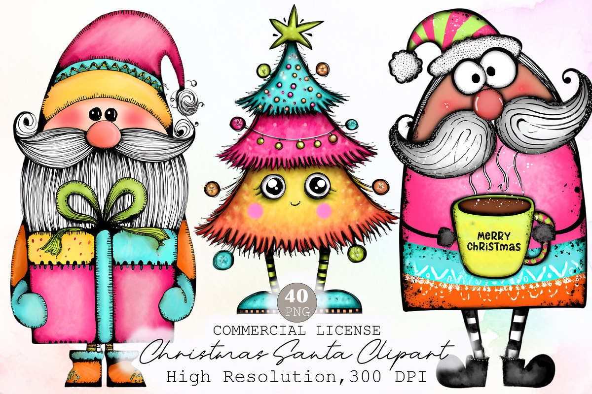 Whimsical Christmas Santa Clipart, an Illustration by Sublimation Artist (Photo 1 of 6)