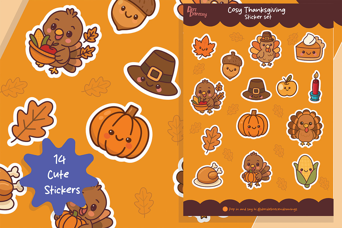 Cosy Thanksgiving Sticker Set, a Graphic by Dori Debreceni draws (Photo 4 of 4)