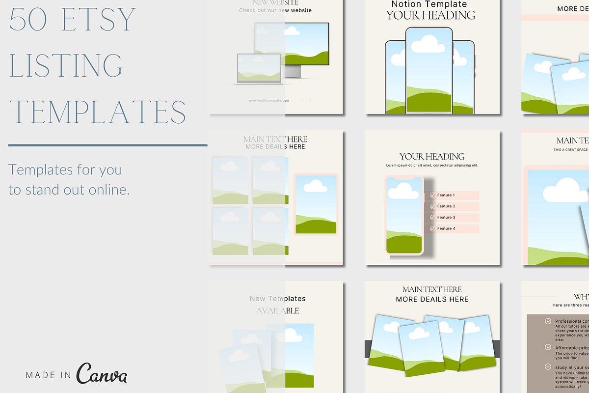 50 Etsy Canva listing mock-ups, an Advertising Mockup by Sian Elizabeth Designs (Photo 1 of 4)