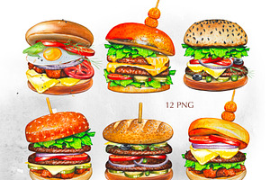 Watercolor Burgers