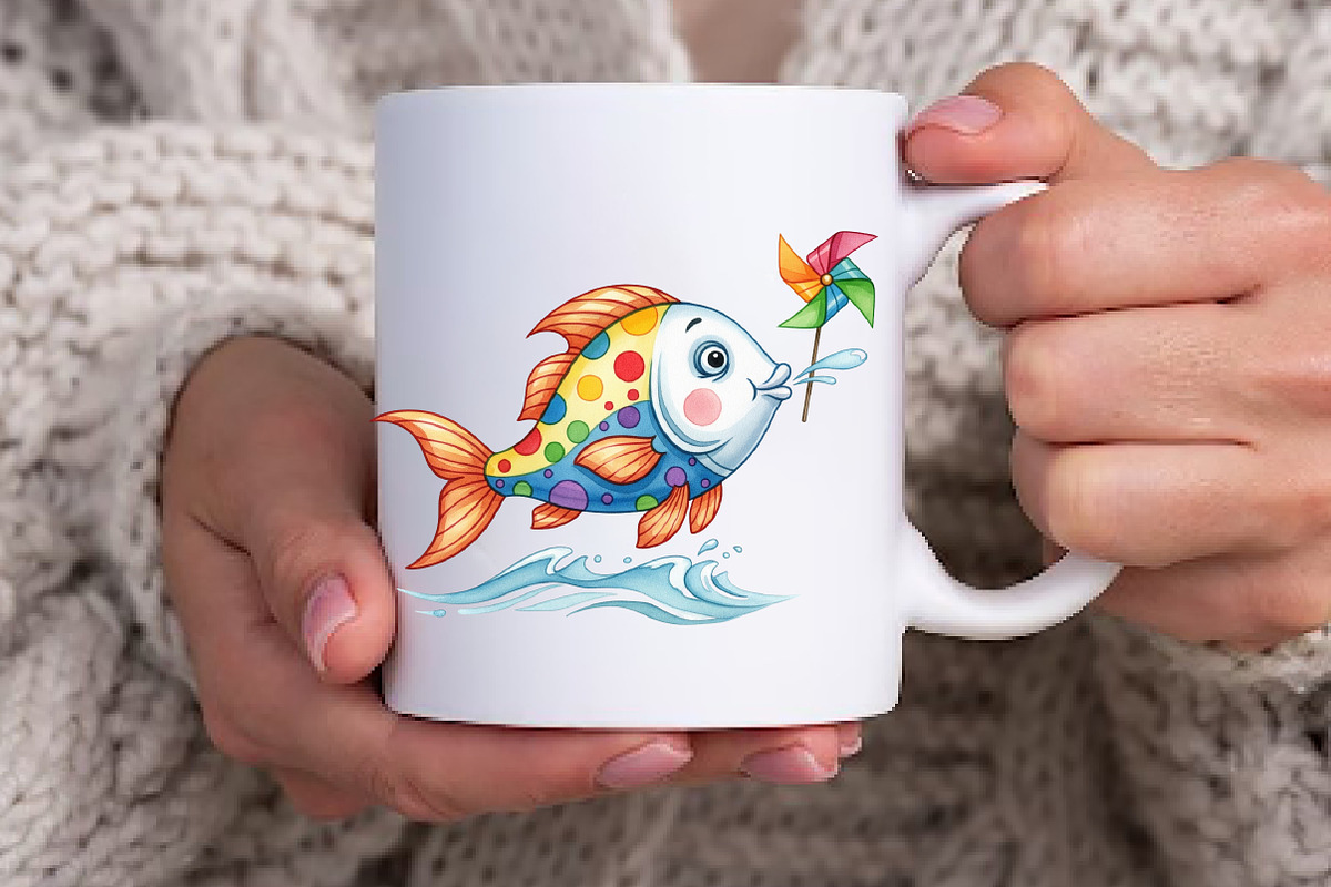 Quirky Whimsical Summer Fishes Clipa, an Illustration by Watercolor design (Photo 4 of 6)