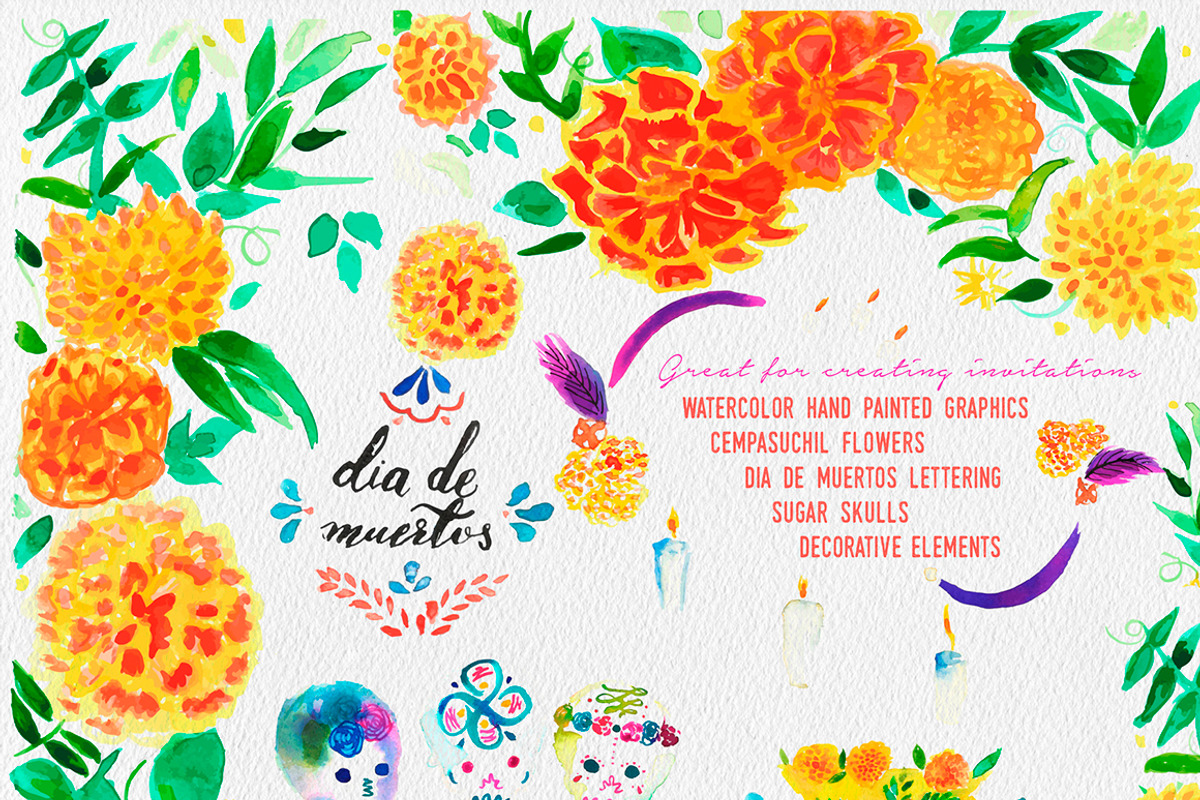 Mexican day of the dead ornaments, an Invitation Template by Perla_Fierro (Photo 5 of 7)