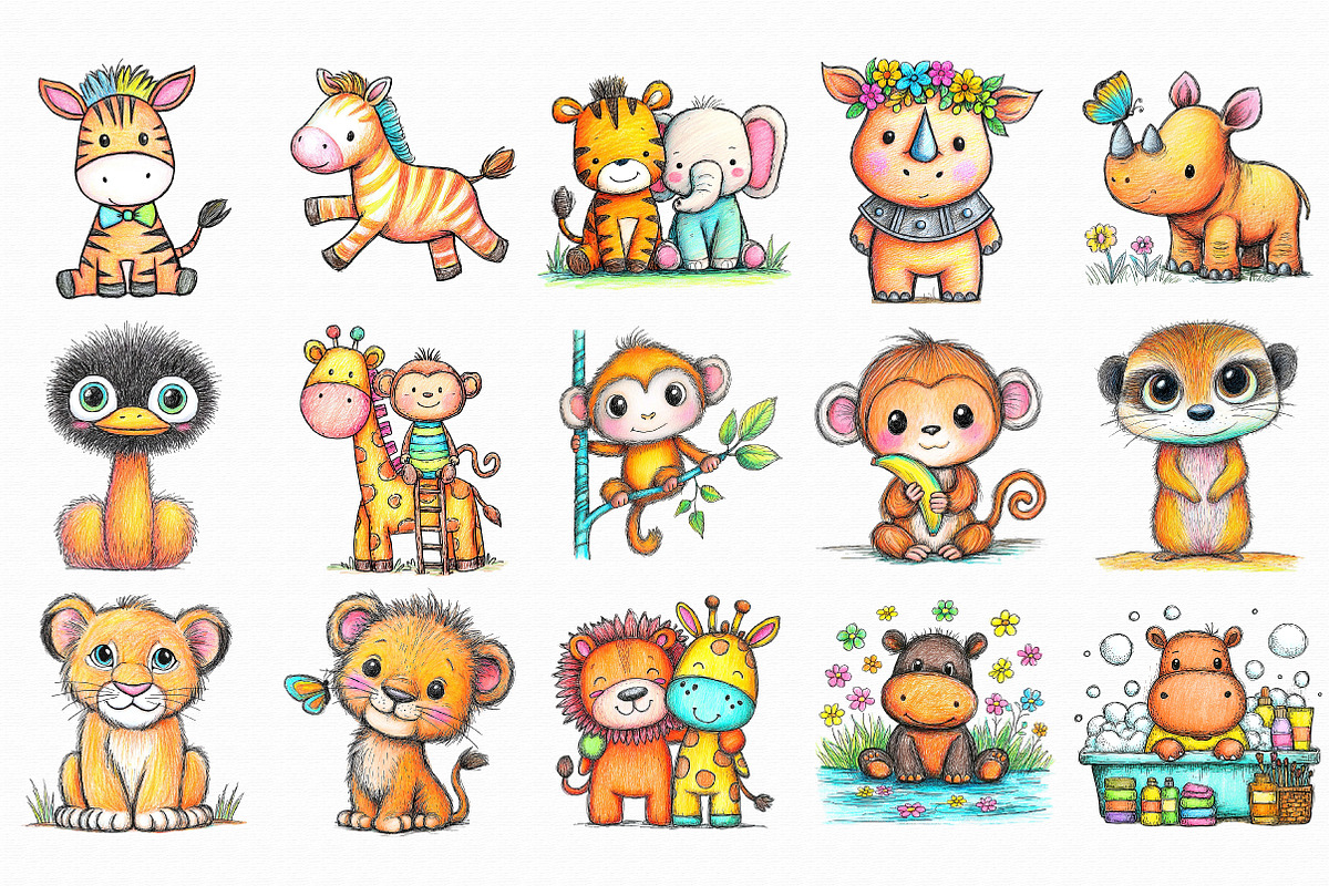 Safari Animals clipart bundle, an Illustration by Libby Wishes (Photo 2 of 7)
