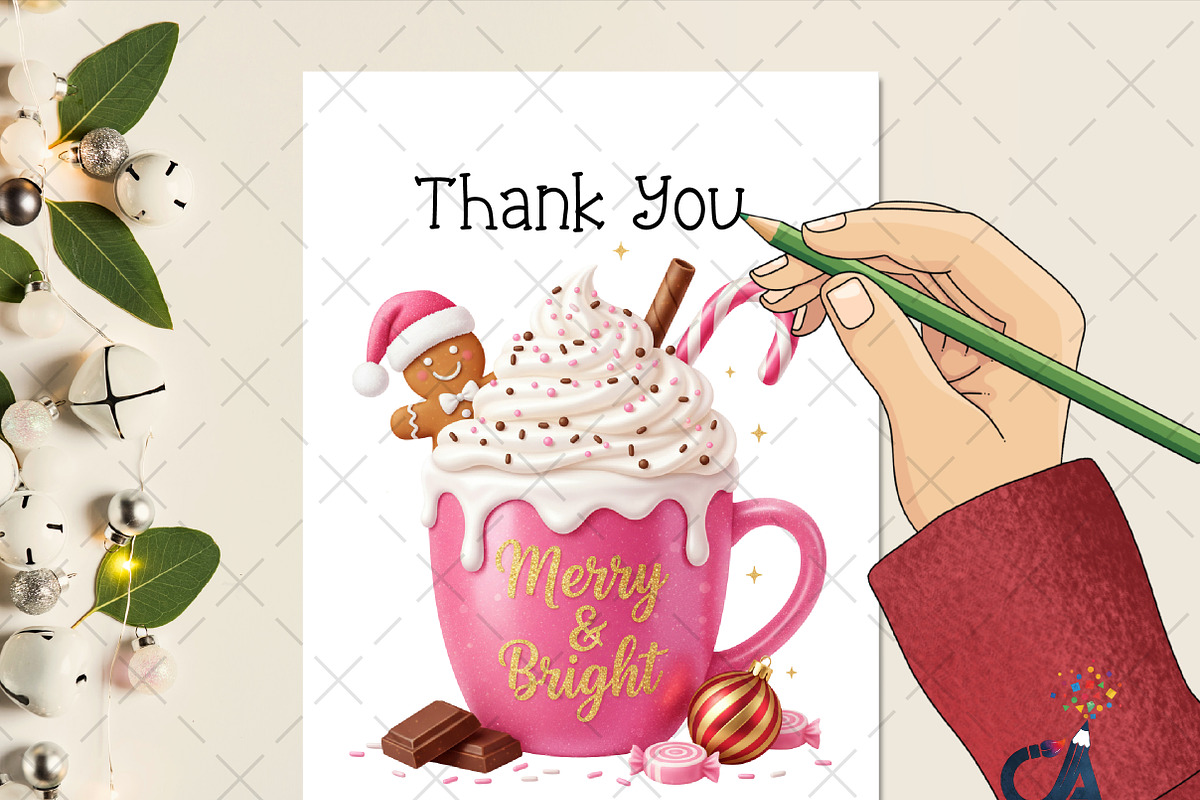 Merry & Bright Pink Coffee PNG, an Illustration by Creative Art (Photo 4 of 6)