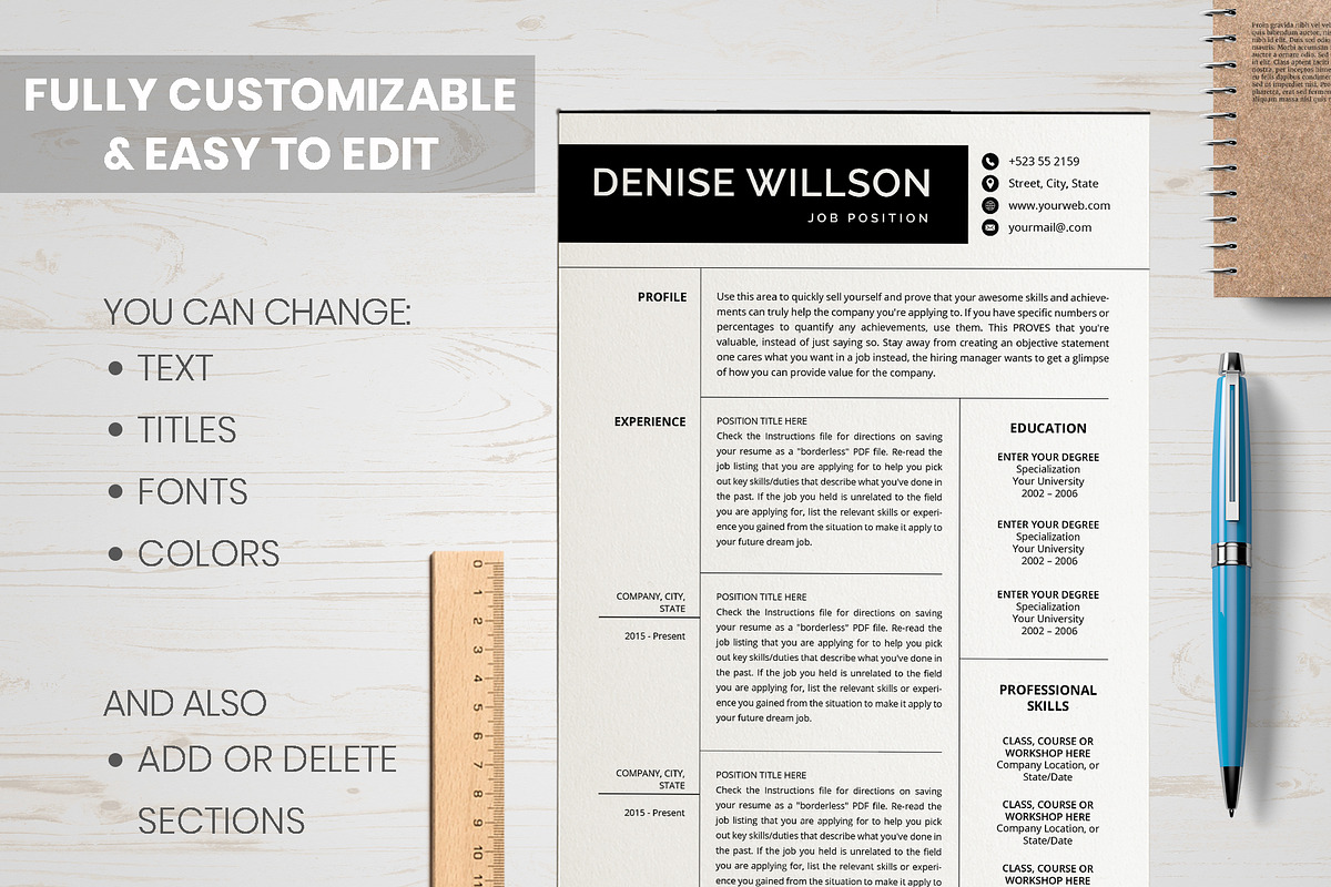 Simple CV Design template, a Resume Template by Wow Designs
