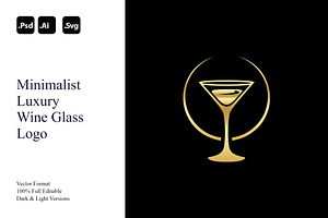 Minimalist Luxury Wine Glass Logo, a Branding & Logo Template by Luxury Logos