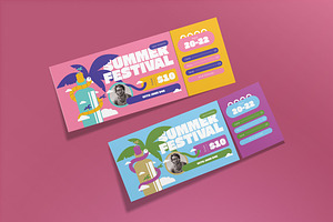 Blue Flat Design Summer Fest Ticket