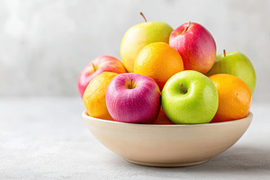 Colorful fruit bowl with apples and oranges, a Food & Drink Photo by AlyaAnd