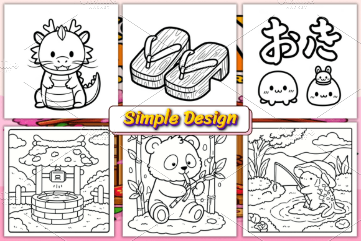 Bold Easy Cozy Japan Coloring Pages, a Decorative Illustration by Ink Gallery (Photo 2 of 4)