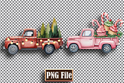 Watercolor Christmas Trucks Clipart, a Decorative Illustration by protabsorkar11 (Thumbnail 2 of 7)
