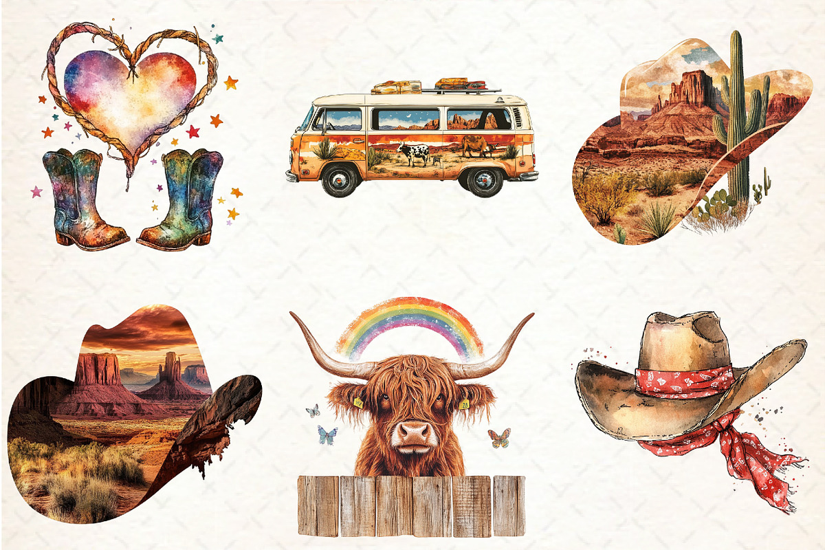Western Boho Wedding Clipart, an Illustration by Libby Wishes (Photo 5 of 8)