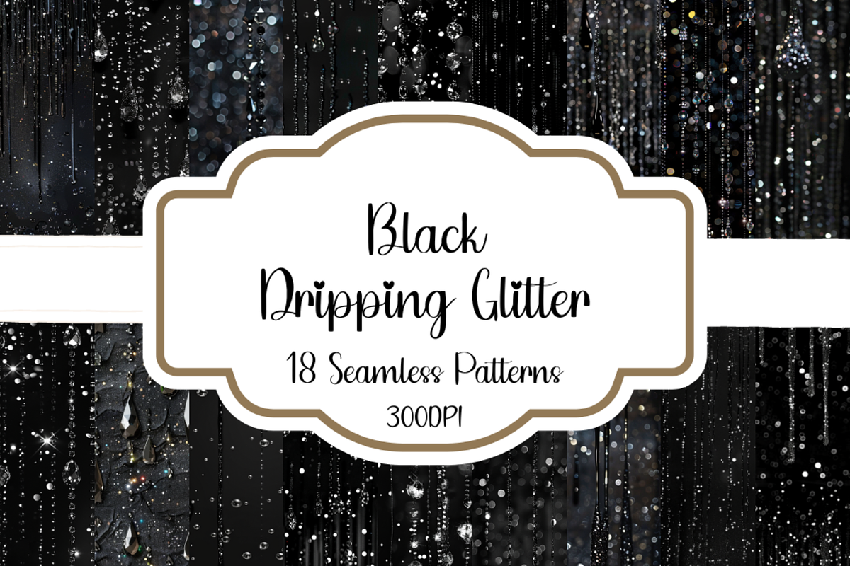 Black Dripping Glitter Patterns, a Pattern Graphic by PrintablesByFranklyn (Photo 1 of 6)