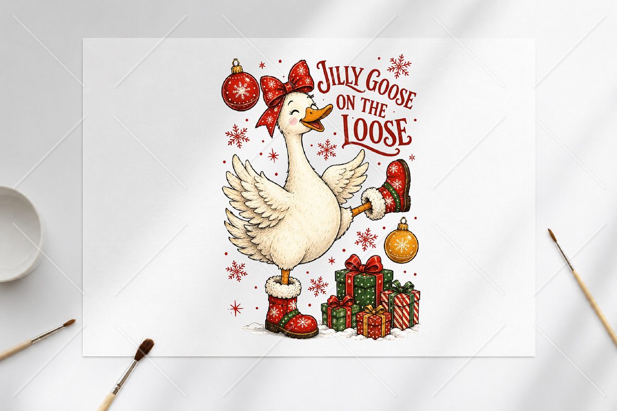 Jolly Goose on the Loose Christmas, a Seasonal Illustration by Canvas Craft (Photo 5 of 5)