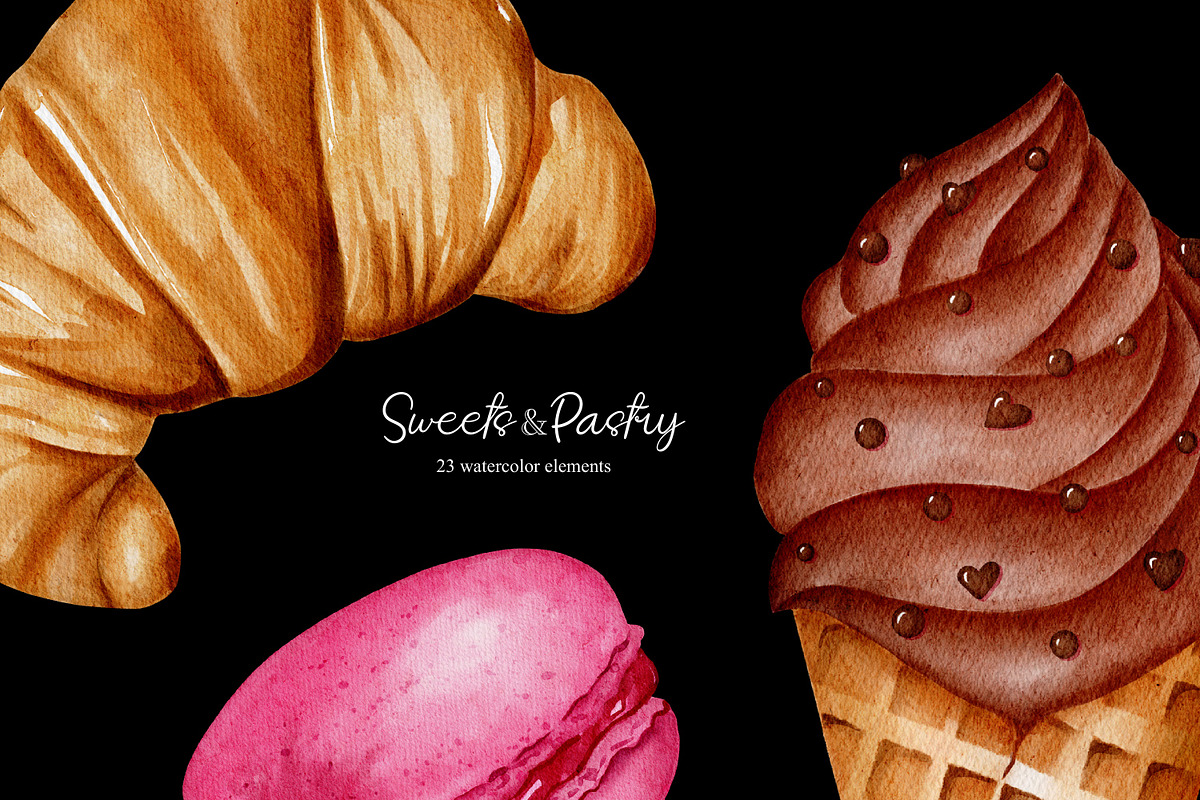 Watercolor Sweets and Pastry clipart, an Illustration by LuiDesignStudio (Photo 4 of 4)