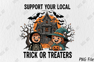 Support Your Local Trick or Treaters, an Illustration by Rose Art
