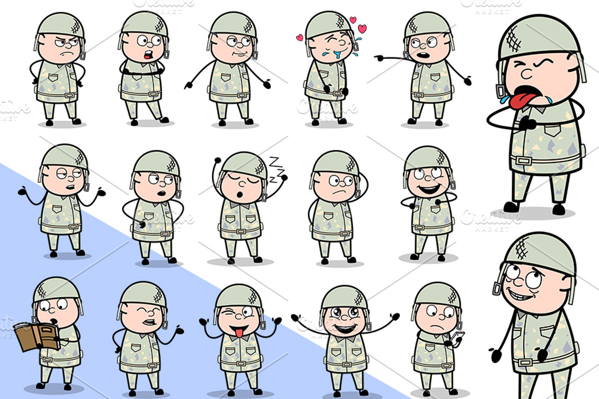 Army Man ~ Cartoon Character Set, a Person Illustration by The Toon Company (Photo 5 of 7)