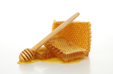 Dipper and honeycombs isolated on white background, a Food & Drink Photo by AtlasStudio