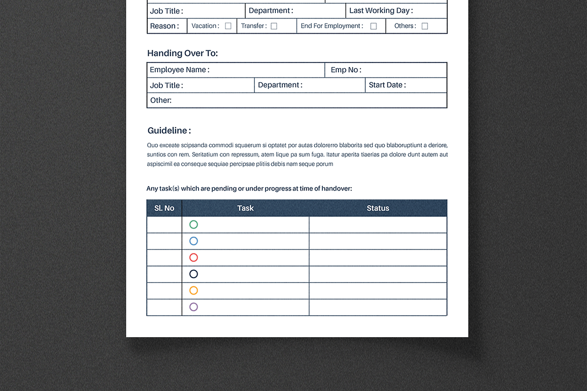 Work Handover Form Template, a Stationery Template by MightyDesign (Photo 3 of 8)