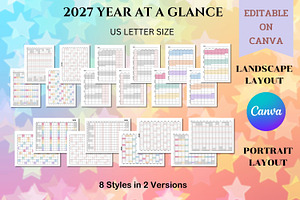 2027 Yearly at a Glance - Canva, a Templates & Theme by Adalin Shop