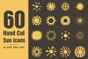 60 Hand drawn vector Suns