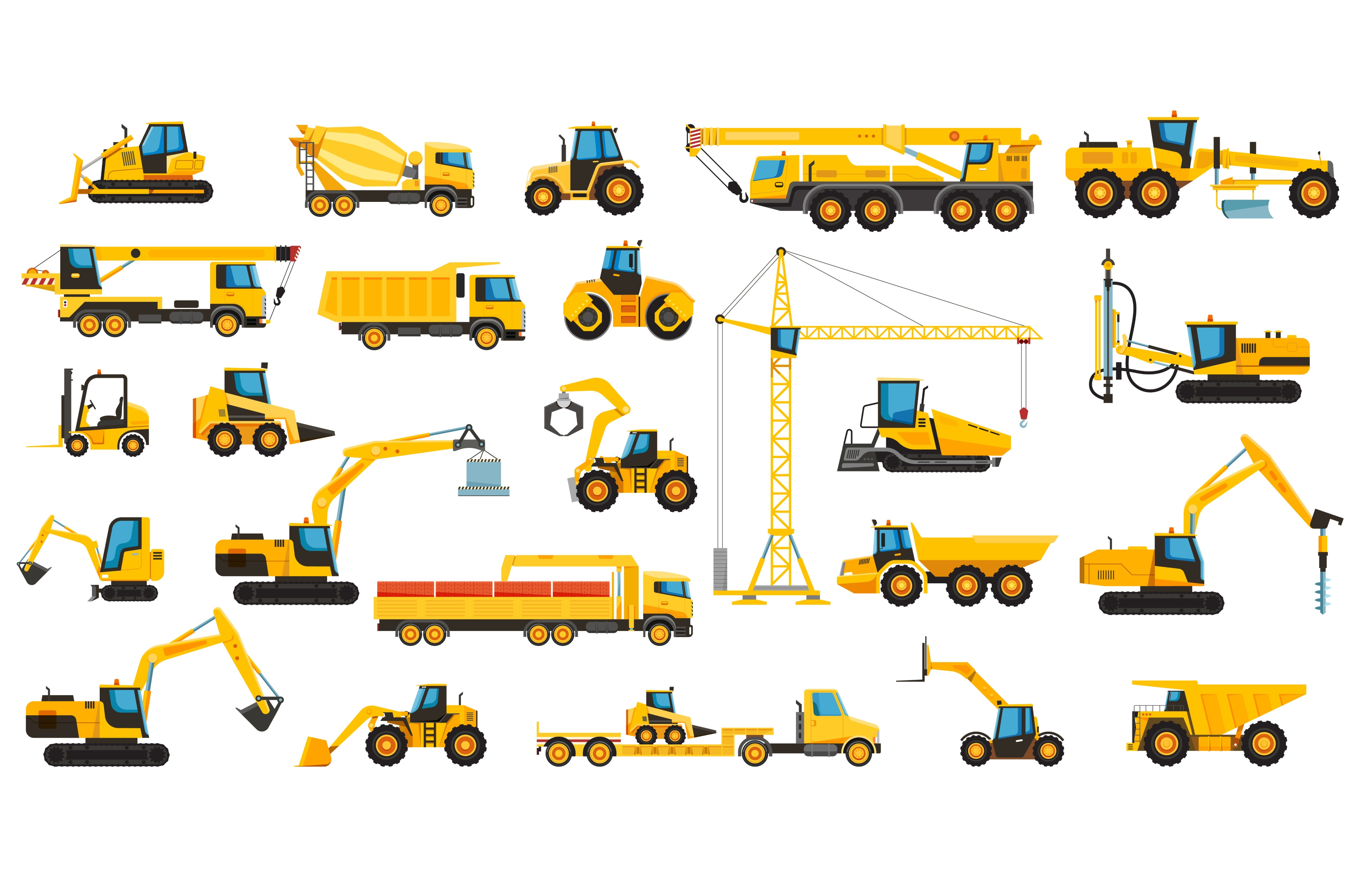 Set of construction machines crane, a Background Graphic by Frogella