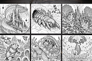 Alien Wildlife Coloring Pages Bundle, a Brochure Template by LA Design (Thumbnail 4 of 10)