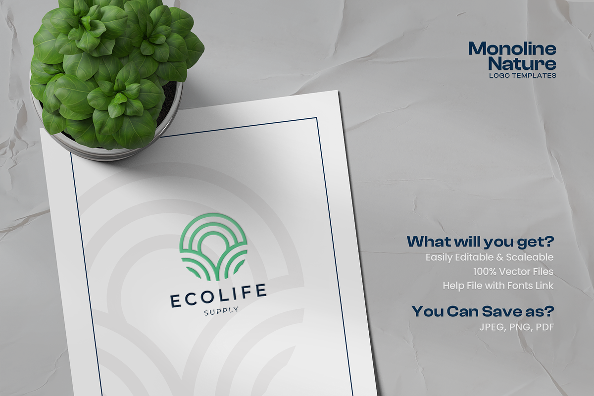 Monoline Nature Logo Template, a Branding & Logo Template by Rukuru Studio (Photo 2 of 6)