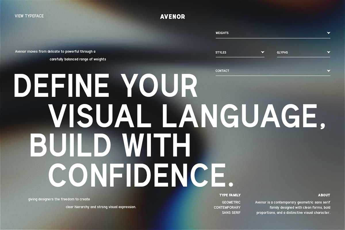 Avenor - Geometric Sans Serif Font, a Sans Serif Font by roomspace creative lab (Photo 2 of 9)