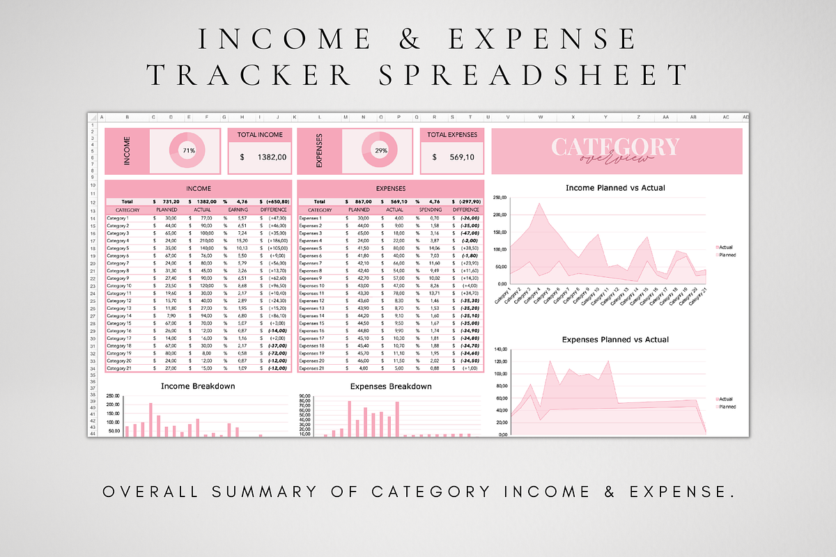 Excel Income & Expense Tracker, a Templates & Theme by BRANDcontent (Photo 3 of 9)