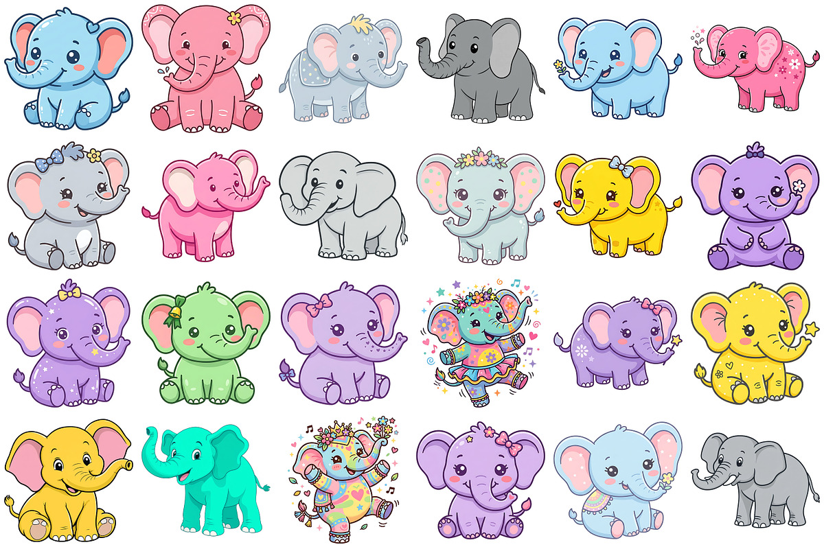 Cute Elephant Clipart, an Animal Illustration by Forhadx5 (Photo 6 of 10)