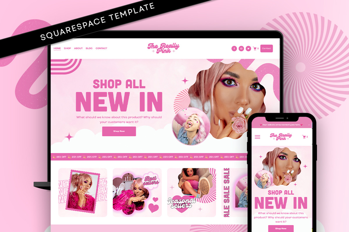 Bright Pink Squarespace Template, a Squarespace Template by Template Twist Shop (Photo 1 of 10)