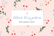 Delicate berry seamless patterns, a Pattern Graphic by Katie Lisker (Thumbnail 1 of 3)