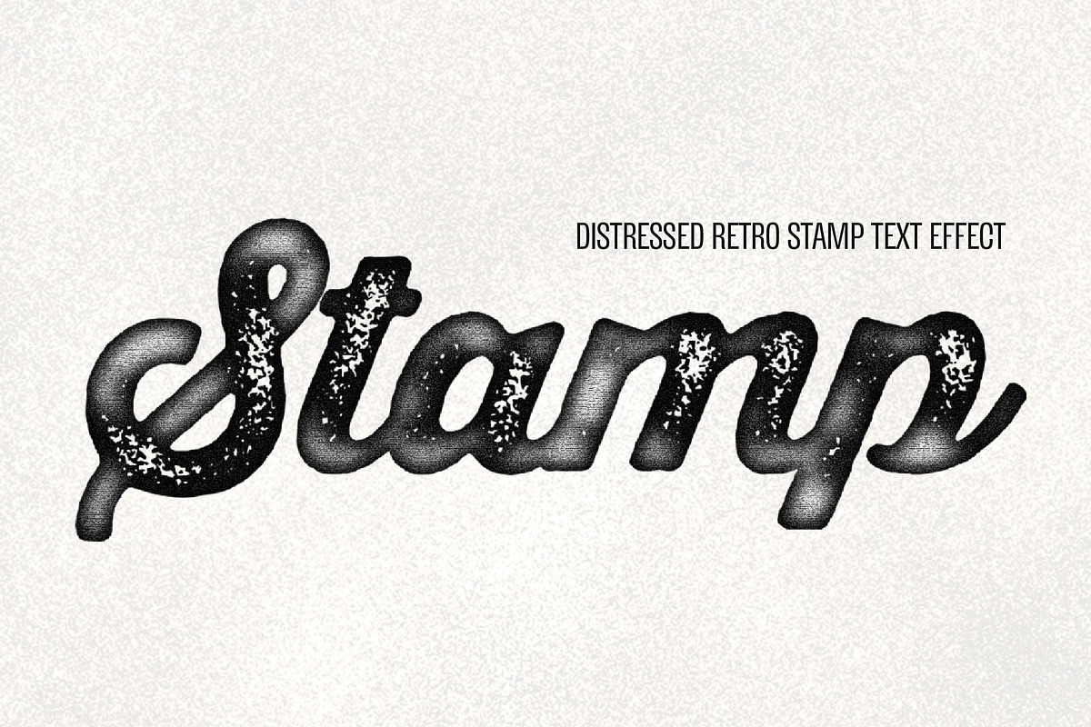 Distressed Retro Stamp Text Effect, a Layer Style Add-On by studiogstock (Photo 1 of 3)