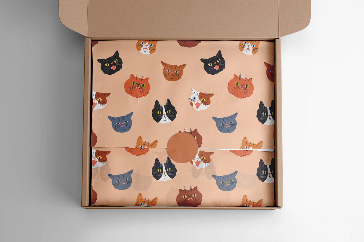 Funny cats set + seamless pattern, an Animal Illustration by Good Studio (Photo 6 of 9)