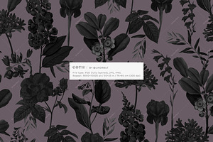 Gothic Garden Dark Flower Pattern