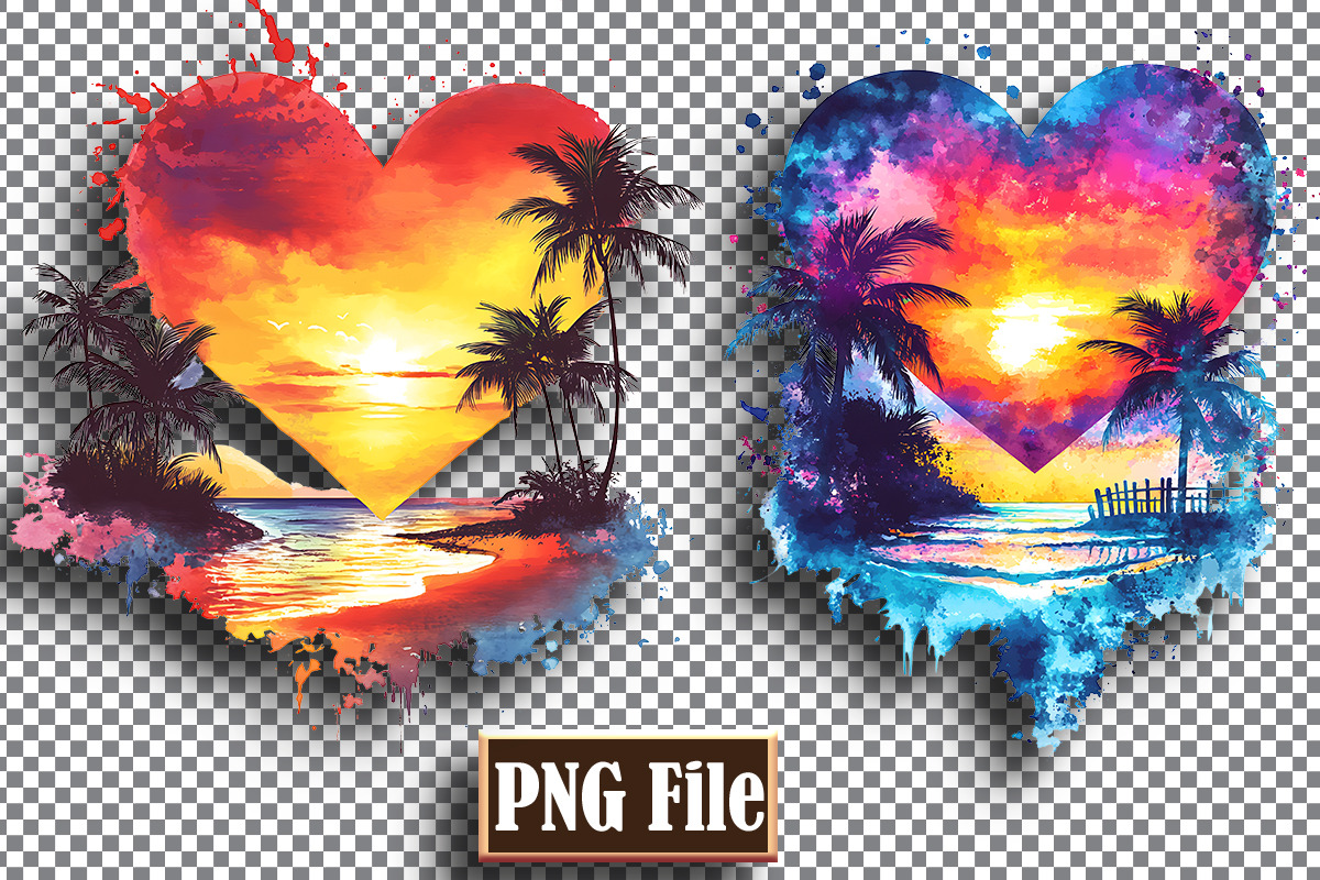 Watercolor Beach Heart Clipart Png, an Object Graphic by protabsorkar11 (Photo 4 of 6)