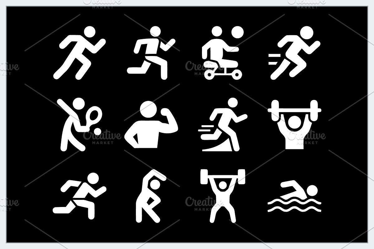 Sports Fitness Icons Logo, a Solid Icon by Vectorium Studio (Photo 12 of 16)