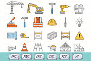 Construction Tools Icons Vector Set, an Outline Icon by Ghagra (Thumbnail 1 of 3)