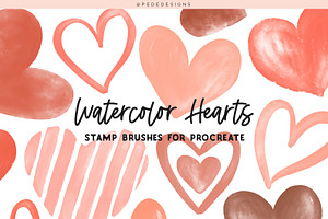 Procreate Watercolor Heart Stamps.