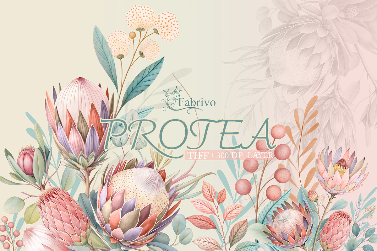 Protea Watercolor Seamless Pattern, a Pattern Graphic by Fabrivo (Photo 1 of 11)