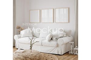 Frame mockup in home interior, a Print Template by Artjafara